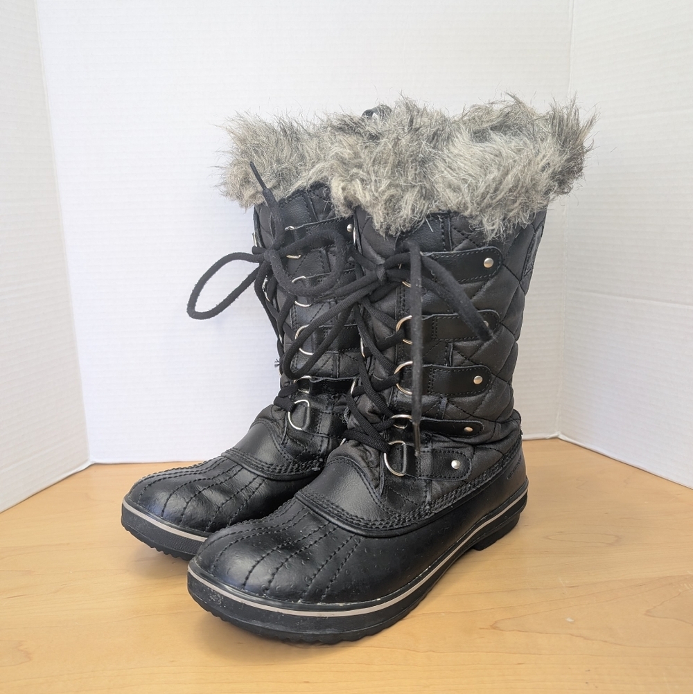 Sorel Boots Womens 9.5 Black Tofino II Waterproof Winter Faux Fur LL1846-011